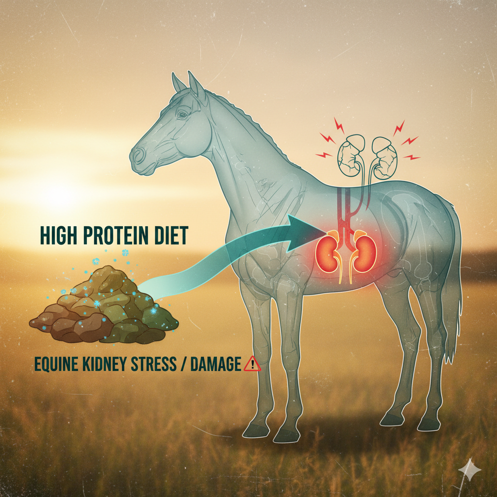 Can a high protein diet cause kidney problems in horses​